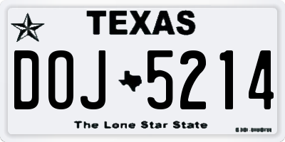 TX license plate DOJ5214