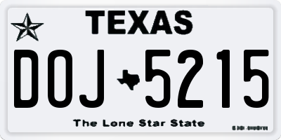 TX license plate DOJ5215