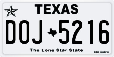 TX license plate DOJ5216