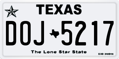 TX license plate DOJ5217