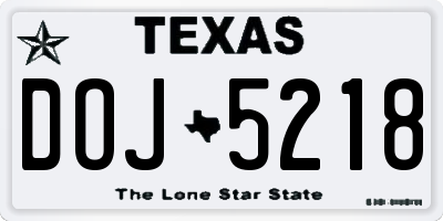 TX license plate DOJ5218