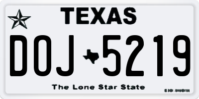 TX license plate DOJ5219