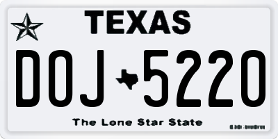 TX license plate DOJ5220