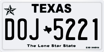 TX license plate DOJ5221
