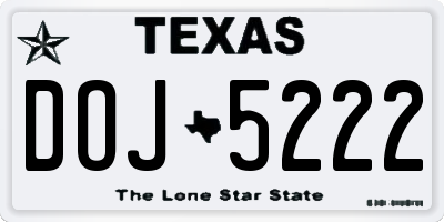 TX license plate DOJ5222