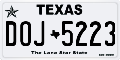 TX license plate DOJ5223