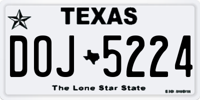 TX license plate DOJ5224
