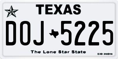 TX license plate DOJ5225