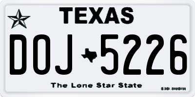 TX license plate DOJ5226