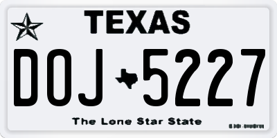 TX license plate DOJ5227