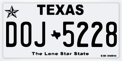TX license plate DOJ5228
