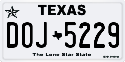 TX license plate DOJ5229
