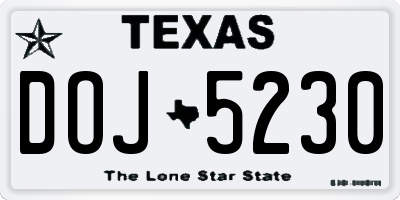 TX license plate DOJ5230