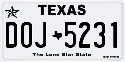 TX license plate DOJ5231