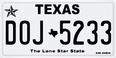 TX license plate DOJ5233