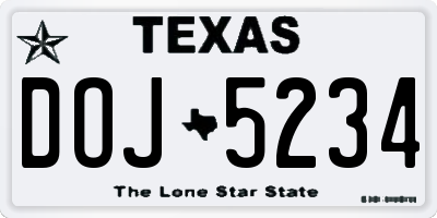 TX license plate DOJ5234