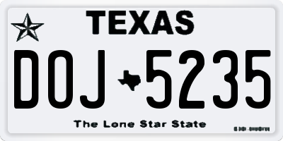 TX license plate DOJ5235