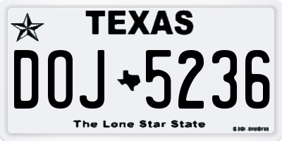 TX license plate DOJ5236