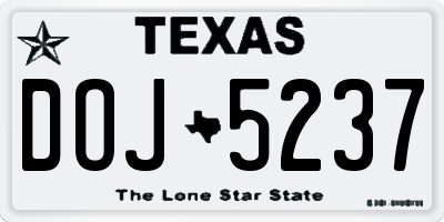 TX license plate DOJ5237