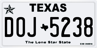 TX license plate DOJ5238