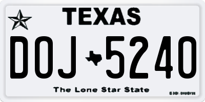 TX license plate DOJ5240