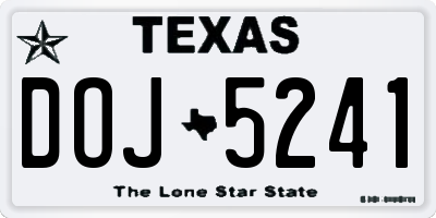 TX license plate DOJ5241