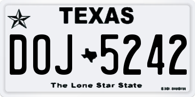 TX license plate DOJ5242