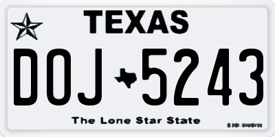 TX license plate DOJ5243