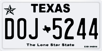 TX license plate DOJ5244