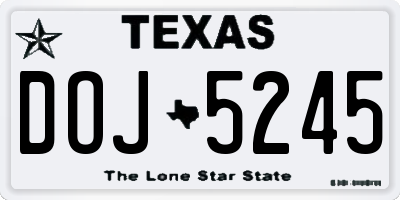 TX license plate DOJ5245