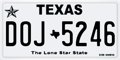 TX license plate DOJ5246