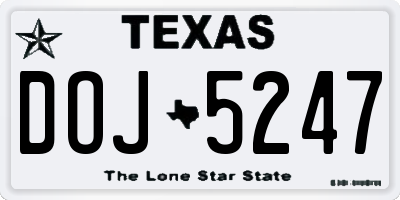 TX license plate DOJ5247
