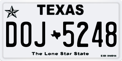 TX license plate DOJ5248