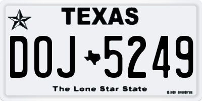 TX license plate DOJ5249