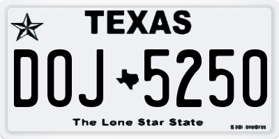 TX license plate DOJ5250