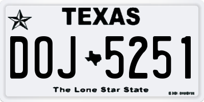 TX license plate DOJ5251