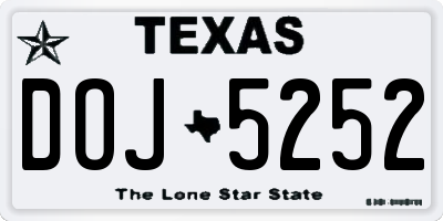 TX license plate DOJ5252