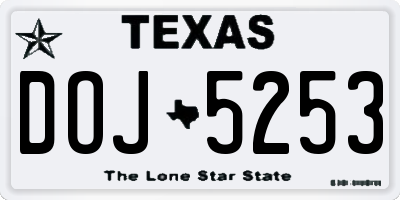 TX license plate DOJ5253