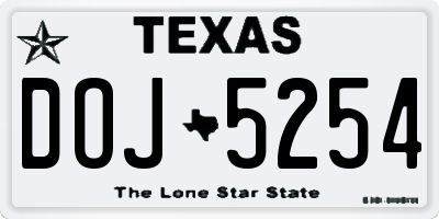 TX license plate DOJ5254