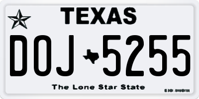 TX license plate DOJ5255