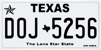 TX license plate DOJ5256