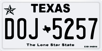 TX license plate DOJ5257