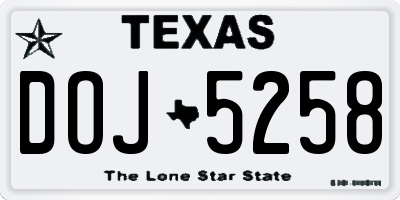 TX license plate DOJ5258