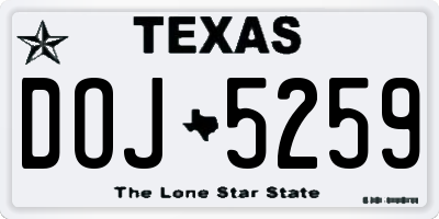 TX license plate DOJ5259