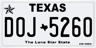 TX license plate DOJ5260