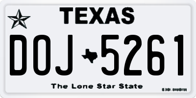 TX license plate DOJ5261