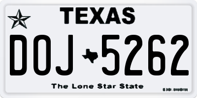 TX license plate DOJ5262
