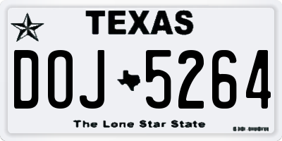 TX license plate DOJ5264