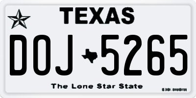 TX license plate DOJ5265