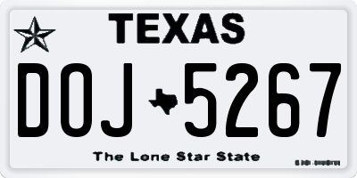 TX license plate DOJ5267